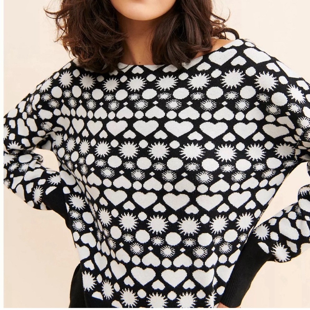 Black and white Maeve heart print sweater (xxsp)